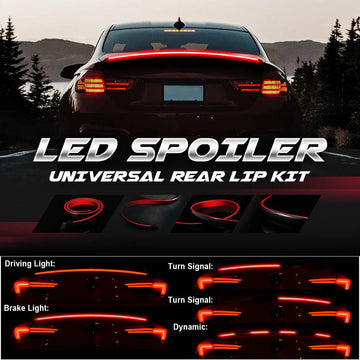 Universal LED Spoiler Lip Kit – Aerodynamic Rear Wing with Integrated Light Strip