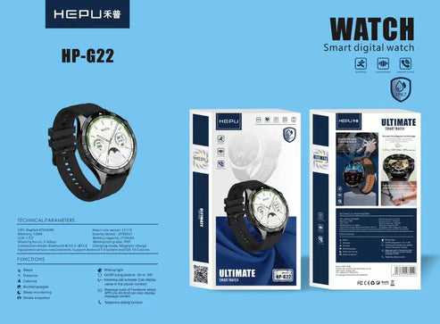 G22 Smartwatch - 1.53" Display, Heart Rate Monitor, 6-Day Battery